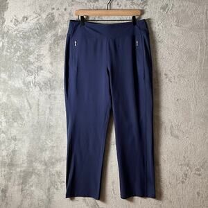 Athleta Fairway High Rise Golf Pants Navy Blue Size 14 Straight Leg Semi Fitted